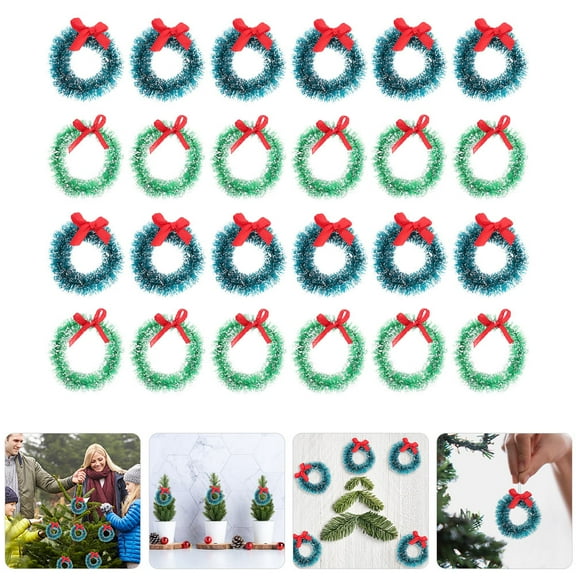 UPOUART 24Pcs Wreath Craft Supplies Decorative Wreath Blue-green for Home Decoration