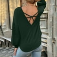 thumbnail image 6 of Timegard Tops for Women Round Neck Puff Long Sleeve Back Crisscross Tshirts Dressy Casual Loose Tops, 6 of 6