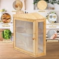 thumbnail image 3 of Extra Large Corner Bread Box, 100 Bread bags with ties ＆ Corner Bread Box for Kitchen Counter, Bamboo Wood Large Capacity Bread Storage Bin for Kitchen Counter, 3 of 6