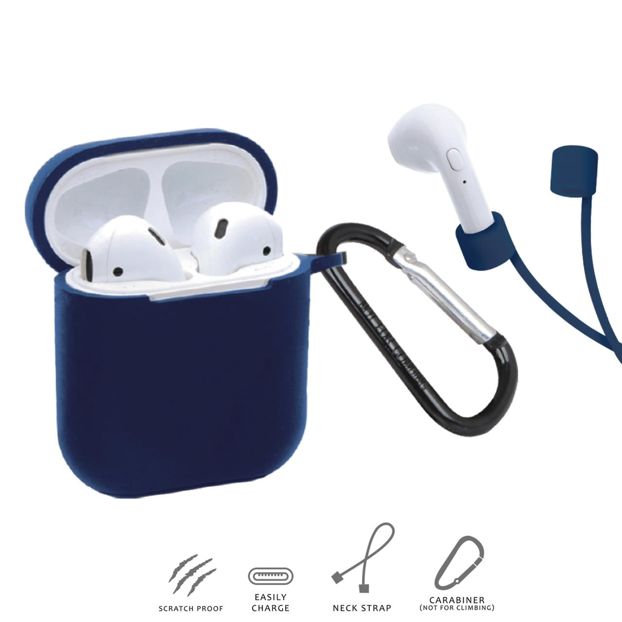 Xtreme 3-Piece Navy Soft Protective Silicon Case, Compatible with Airpods, 1.25 x 3.5 x 4