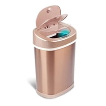 Nine Stars Automatic Bathroom Trash Can, 4 Gallon Stainless Steel, Motion Sensor Hands-Free Soft-Close Lid Garbage Bin, Gold