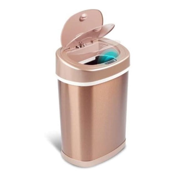 Nine Stars Automatic Bathroom Trash Can, 4 Gallon Stainless Steel, Motion Sensor Hands-Free Soft-Close Lid Garbage Bin, Gold