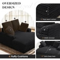 thumbnail image 4 of Gelloan Oversized Chaise Lounge Chair Indoor, Upholstered Sofa Bed with Throw Pillows and Armrests, Sleeper Chair for Living Room, Bedroom,Black, 4 of 6