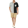 thumbnail image 2 of INSPIRE CHIC Men's Summer Polka Dots Short Sleeves Button Down Patchwork Shirt 2XL Black, 2 of 7