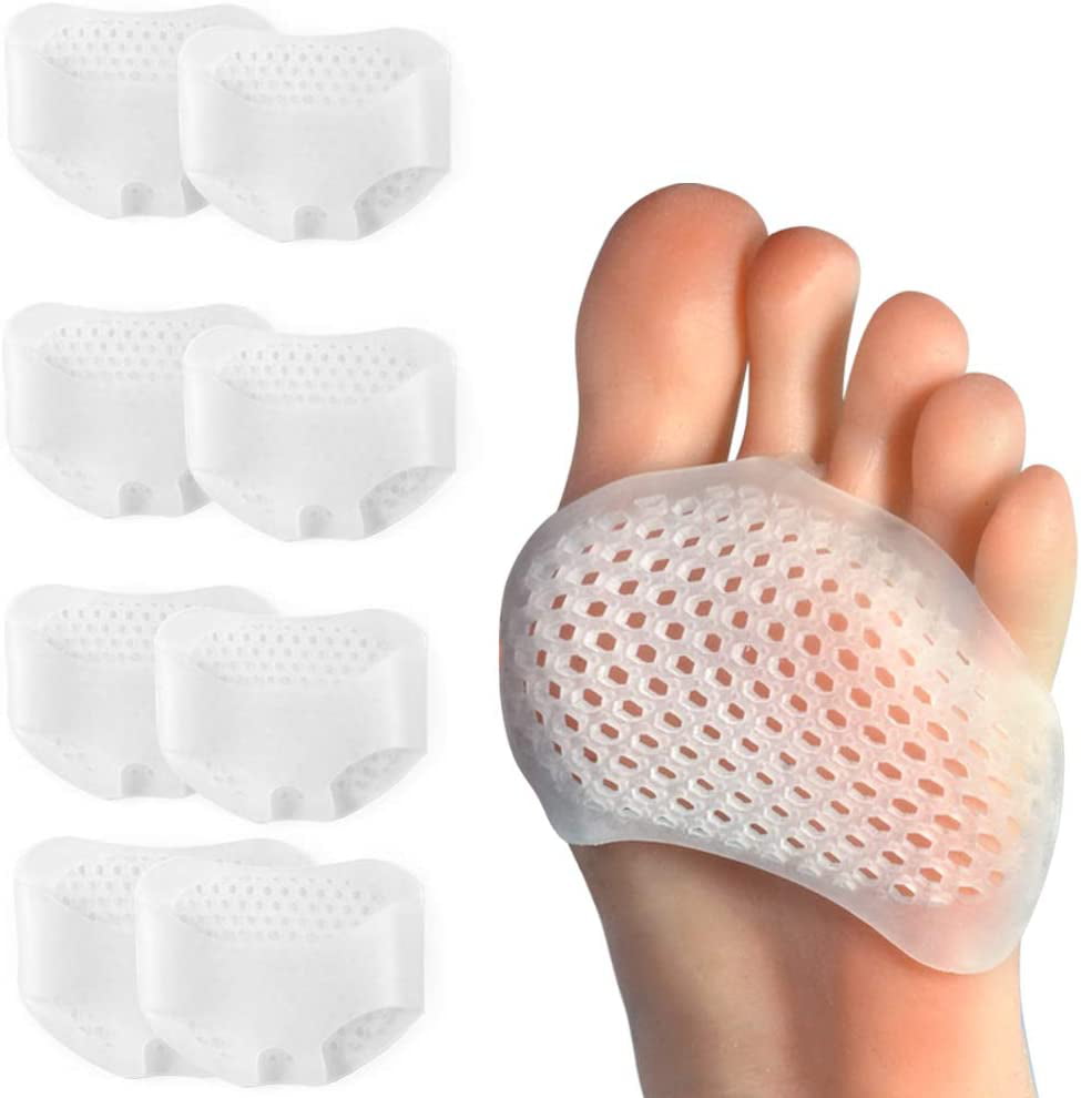 Metatarsal Pads Ball of Foot Cushions for Women and Men Soft Gel Ball of Foot Pads for Relief Pain Mortons Neuroma Callus Metatarsal Foot Bunion Forefoot Cushioning White