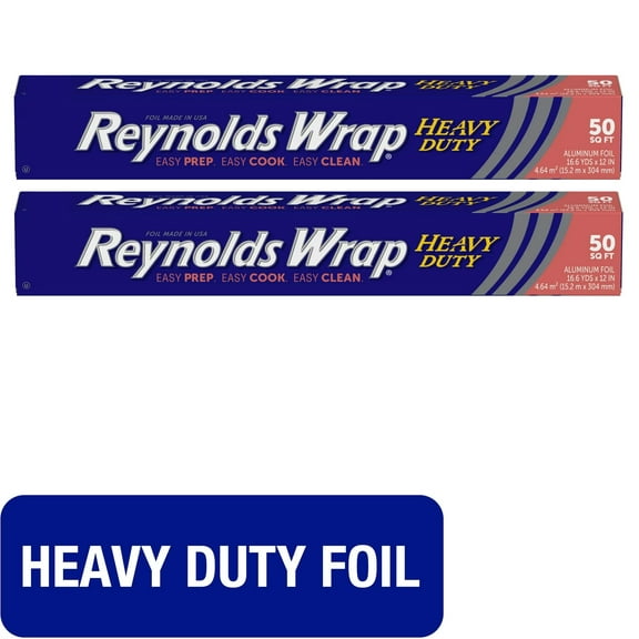 Reynolds Wrap Heavy Duty Aluminum Foil, 50 Square Feet Pk 2