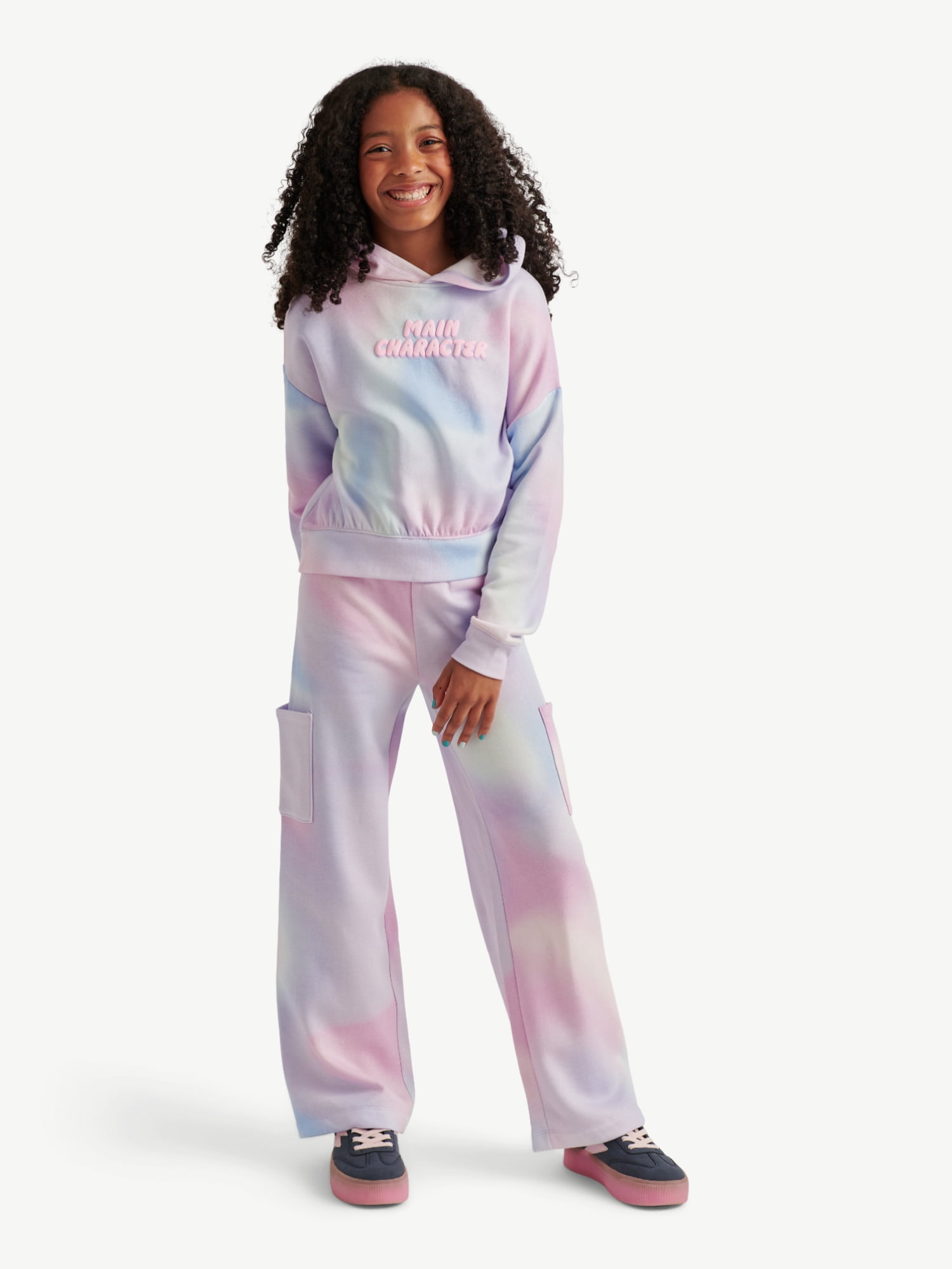Justice Girls Fleece Cargo Wide Leg Pants, Sizes XS - XLP