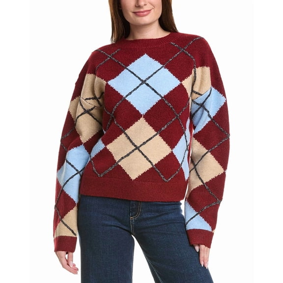 English Factory womens Argyle Sweater, xs, Red
