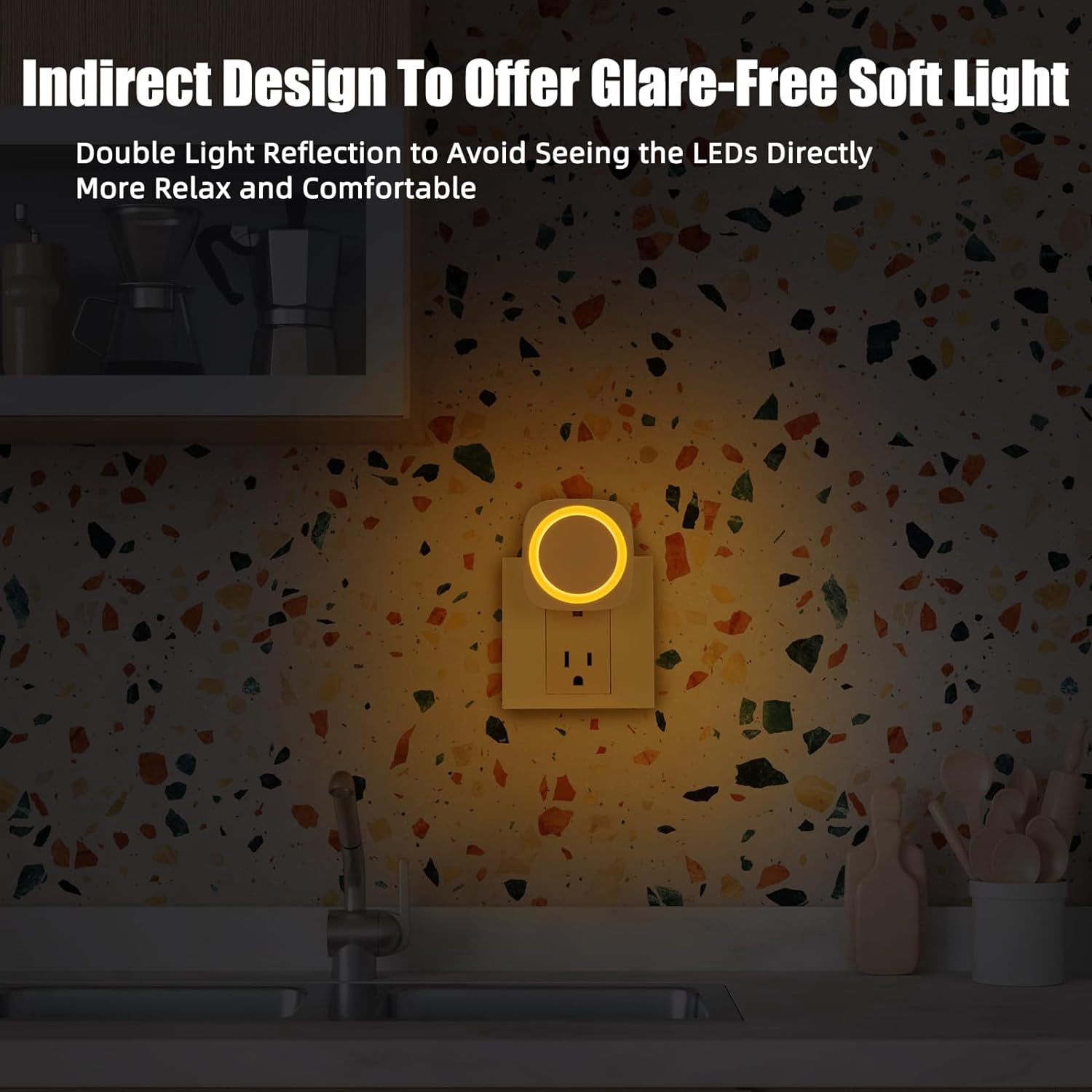 RGHJAR-Amber Night Lights Plug into Wall, 4 Packs Dimmable Night Light with Dust to Dawn Sensor, Automatically Turn on and Off, Gentle Glow Nightlight for Bathroom,Bedroom,Stairs,Kitchen,Hallway, Amb