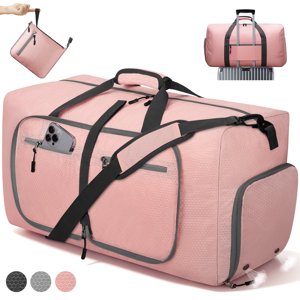 Cshidworld 65L Foldable Duffel Bag Pink Waterproof