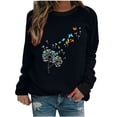 thumbnail image 1 of IROINID Réduit Womens Manches Longues Tops Col Rond Imprimé Ample Détente Couverture Chandail à Capuchon Tops, Noir, 1 of 5