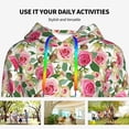 thumbnail image 4 of Balery Rose Flowers Pattern Womens Long Sleeve Hoodie, Pullover Hooded Sweatshirt, Kangaroo Pocket Hoodie with Eye-catching Drawstrings-Small, 4 of 7