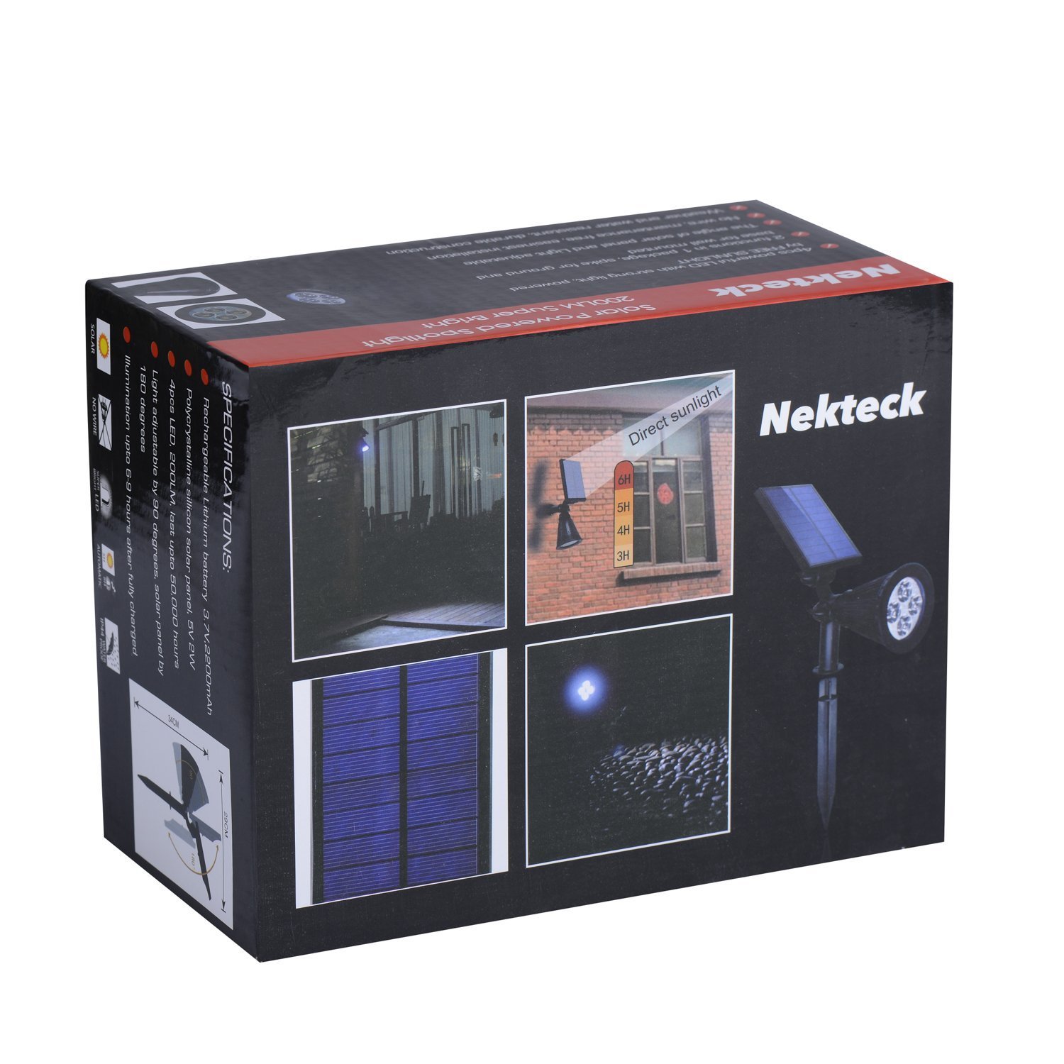 Nekteck Solar Powered Garden Spotlight Outdoor Spot Light for Walkways,  Landscaping, Security, Etc. Ground or Wall Mount Options (2 Pack, White) 