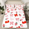 thumbnail image 2 of Feelyou Princess Pink Bowknot Bed Sheets, Cartoon Strawberry King Sheets, Kawaii Love Heart Sheet Set, Super Cozy Room Decor, 4 Pieces, 2 of 7