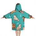thumbnail image 2 of Cartoon Shiba Inu Dog Blanket Hoodies for Kids 6-13YR Oversize Wearable Blanket Hoodies for Boys Girls Teens, 2 of 7