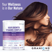 Granions Hair Supplements for Hair Growth Powder - Collagen Peptides, Biotin 10,000, Keratin, Aminos - 10.5oz