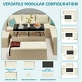 thumbnail image 5 of Dextrus Patio Wicker Furniture Set, 6-Piece Outdoor Sectional Sofa with Stools and Lift-Top Coffee Table, All-Weather Conversation Set for Garden, Backyard, Light Brown+Beige, 5 of 9