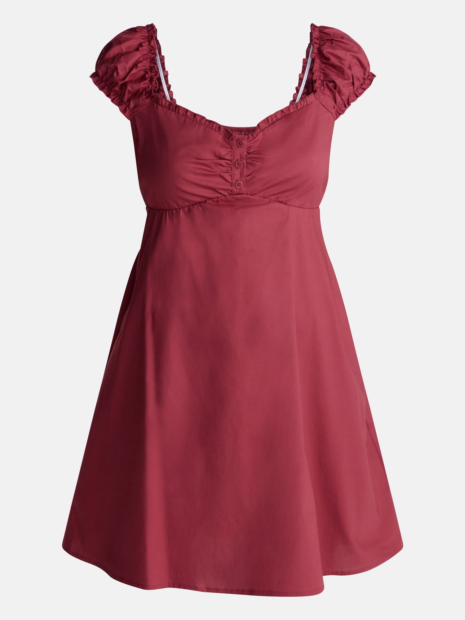 No Boundaries Poplin Fit and Flare Mini Dress, Women's XXS-XXL