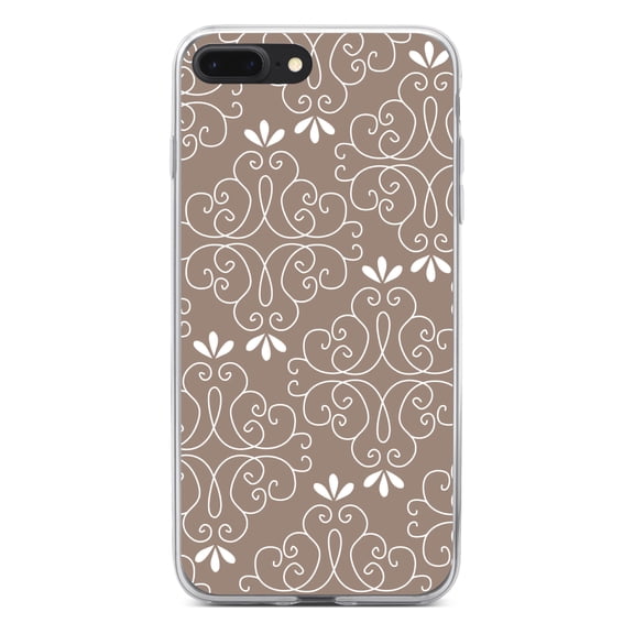 DistinctInk Clear Shockproof Hybrid Case for iPhone 7 PLUS / 8 PLUS (5.5" Screen) - TPU Bumper, Acrylic Back, Tempered Glass Screen Protector - Tan White Floral