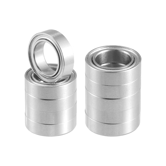 10 Pcs 7x11x3mm Double Metal Shield MR117ZZ Single Row Deep Groove Ball Bearings Silver Tone