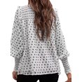 thumbnail image 3 of Minnieouse Blusa de mujer con estampado de puntos, camisa de gasa informal, linterna, manga larga, volantes de trabajo, top de dama Prendas para la parte del cuerpo Blanco L Minnieouse AP003530-03, 3 of 6