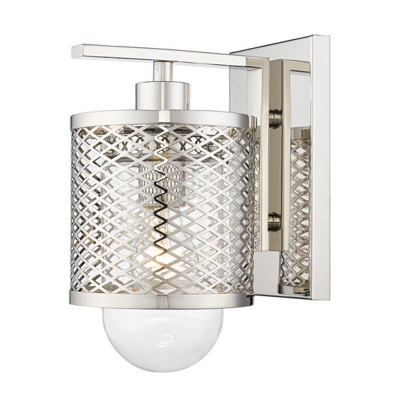 3037-1S-PN-Z-Lite-Kipton - 1 Light Wall Sconce In Industrial Style-11 Inches Tall and 6 Inches Wide-Polished Nickel Finish