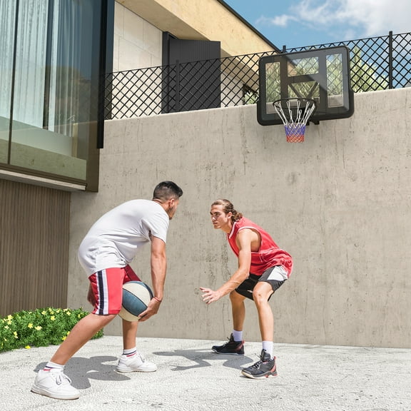 Soozier Wall Mounted Basketball Hoop with 43" Reinforced Shatter Resistant Backboard for Indoor or Outdoor Use