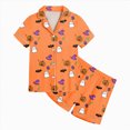 thumbnail image 6 of NOLDARES Halloween Girls Pajamas Set Ghost Pumpkin Print Short Sleeve Button Down 2 Piece Loungewear Sets Sleepwear,Orange,2-3 Y, 6 of 6