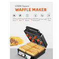 thumbnail image 2 of 1200W Belgian Waffle Maker 4-Slice, Stainless Steel, 5 Browning Levels, Non-Stick Surfaces, Silver/Black, FOHERE - Perfect for Family Breakfasts (Black), 2 of 6