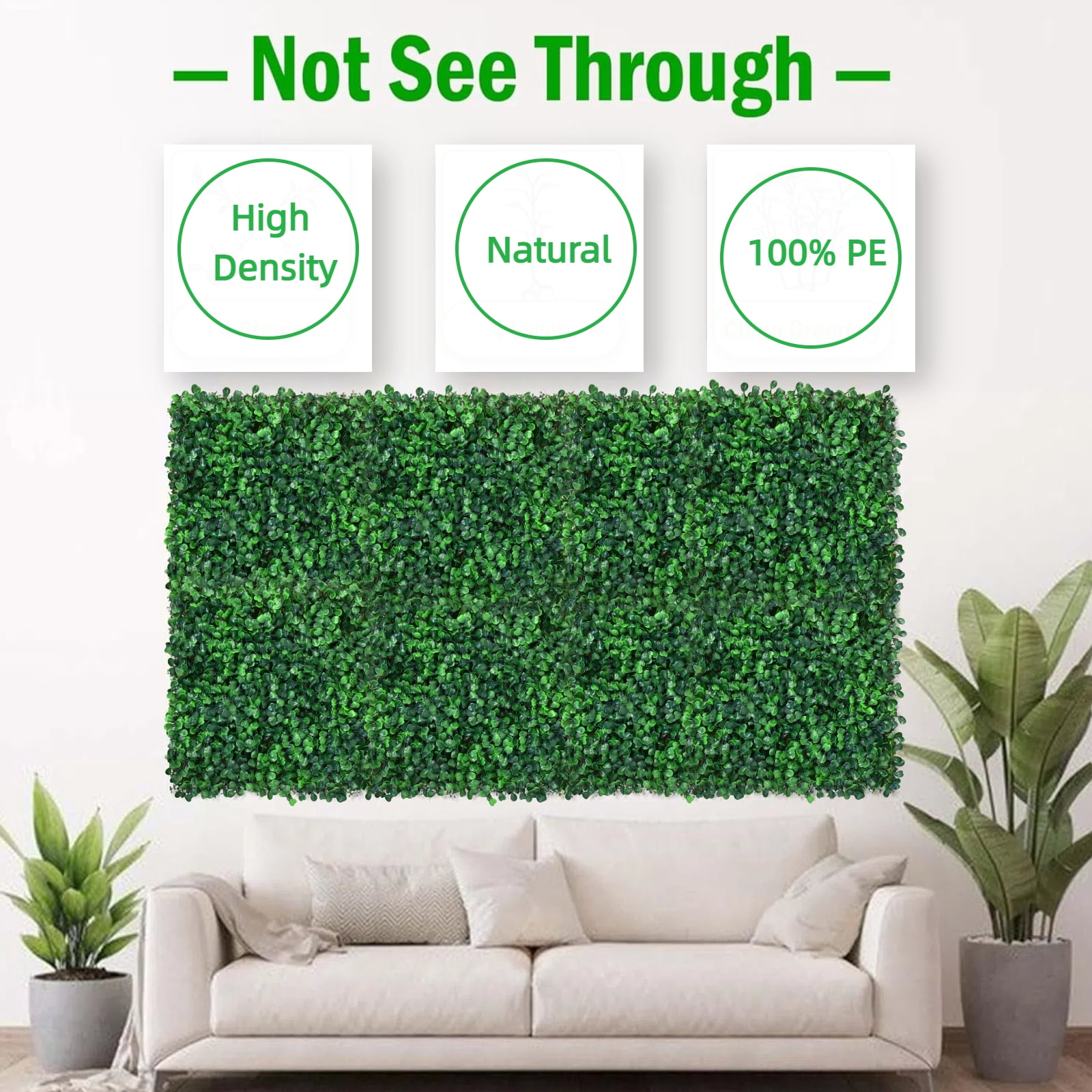 12Pcs 10" x 10" Artificial Grass Wall Panels,UV Protected Greenery Garden Fence, High Density Privacy Hedge Screen Wall for Backyard,Green Square,Faux Boxwood Greenery Backdrop Patio
