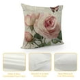 thumbnail image 4 of Pratyus Roses Butterfly Home Decor Pillowcase Zipper Closure Short Plush Square Design 20x20in, 4 of 5