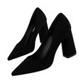 thumbnail image 5 of Xiaoxatg Stylish Closed Toe Heels for Women - Comfortable Round Toe Block Shoes for All-Day Wear 7.5 Black, 5 of 5