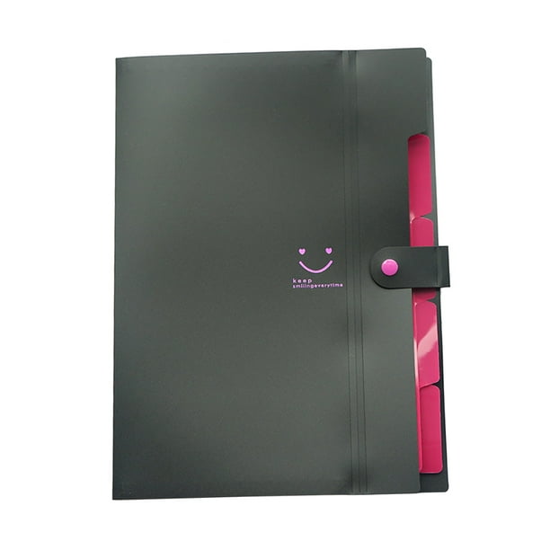 BRIGHTFUFU Carpetas de archivos expandibles de plástico con 5 bolsillos, tamaño carta A4, cierre a presión, carpeta de acordeón, juego de organizador de documentos de papel (negro)