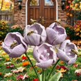 thumbnail image 4 of Tulip Shape Bird Bath Decorative Outdoor Garden Pollinator Water Station, Floral Bird Drinking Basin for Backyard Patio Balcony, 4 of 6