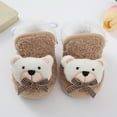 thumbnail image 3 of Dakaela Infant Baby Boys Girls Slippers Cozy Fleece Socks Booties Cartoon Newborn Crib Shoes Indoor Slip on House Walking Shoes Khaki, 3 of 5