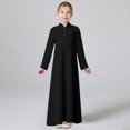 thumbnail image 6 of Black Girls Islamic Dress with Hijab Set Muslim Abaya Prayer Outfit Modest Long Sleeve Dress for Eid Ramadan 4-12 Years Soft Polyester,Size 5-6 T, 6 of 9
