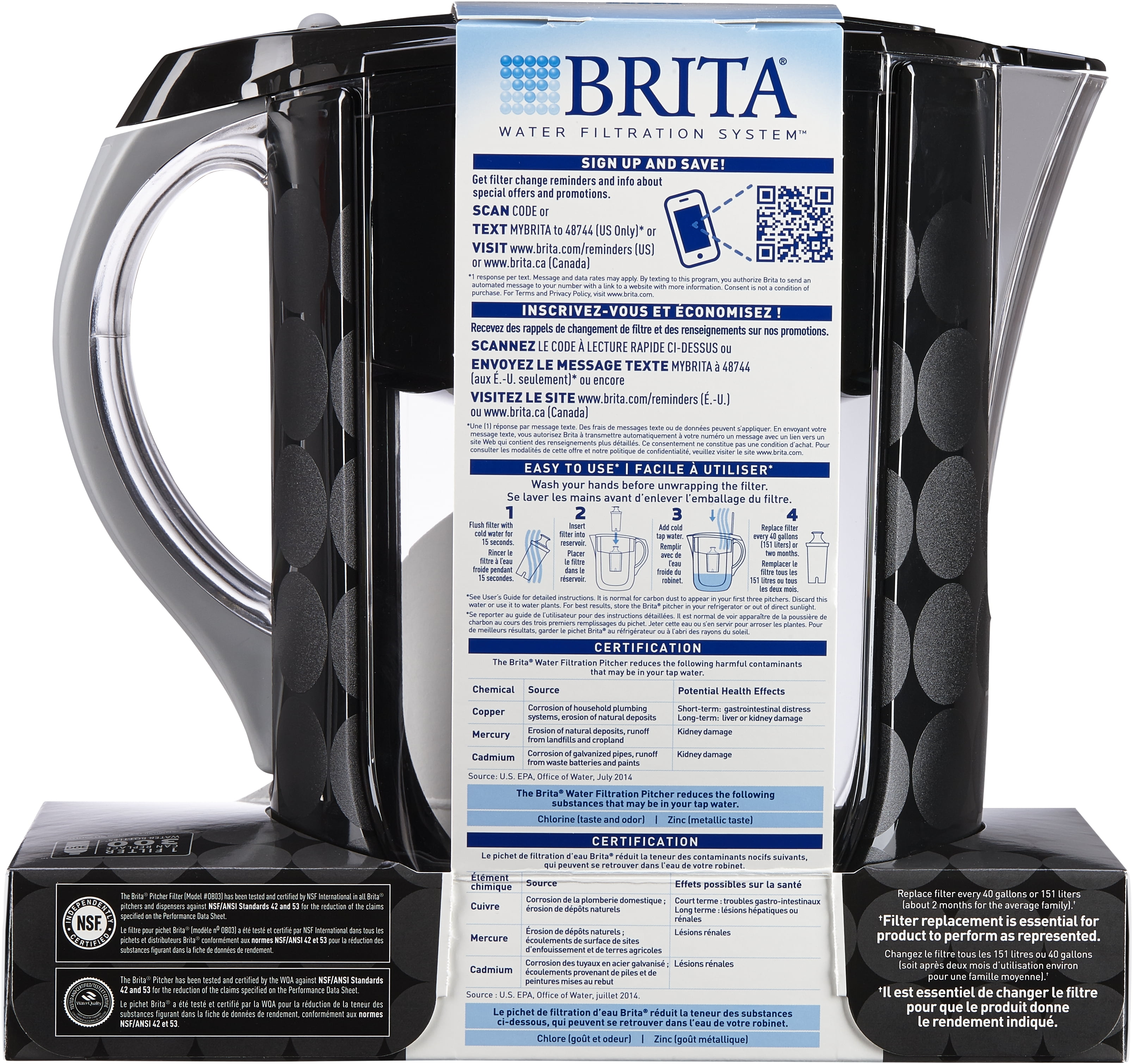 Brita Large 10 Cup Water Filter Pitcher With 1 Standard