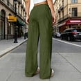 thumbnail image 4 of Nestiefly Womens Casual Linen Wide Leg Pants Flowy Drawstring High Waist Palazzo Beach Vacation Trousers Green S, 4 of 7