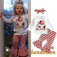 thumbnail image 2 of Dandelion-0-3years Baby Girls Christmas Set , Camiseta De Impresión De Letras De Santa Claus De Manga Larga + Pantalones Acampanados Estriados + Diadema, 2 of 4