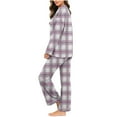thumbnail image 4 of Fmbrln Womens Pajamas Sets Long Sleeve V Neck Shirts Tops and Wide Leg Pajamas Pants Sets Fashion Plaid Print Soft Comfy Home Sleepwear Sets, 4 of 7