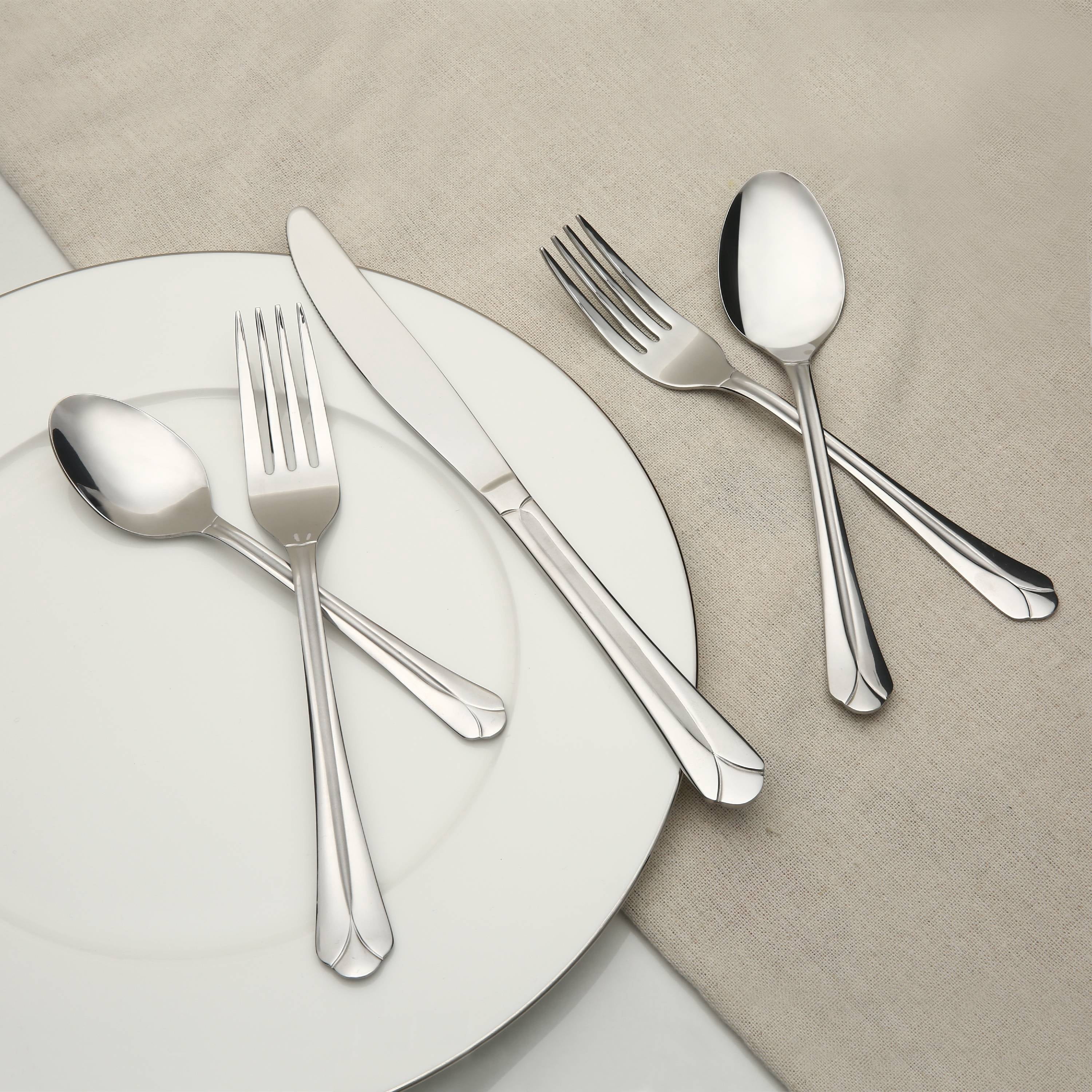 Mainstays Flaxton 20 Piece Stainless Steel Flatware Set