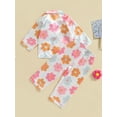 thumbnail image 5 of Toddler Girls Spring Pajamas, Flower Print Long Sleeve Lapel Button Closure Tops + Elastic Waist Pants Sleepwear, 1-5Years, 5 of 9