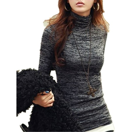 Women's Causal Slim Fit Stretch Turtleneck Long Sleeve Fitted Tops