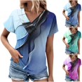 thumbnail image 1 of JURANMO Women's V Neck T Shirts 2024 Summer Fashion Graphic Tees Short Sleeve Casual Going Out Shirts Mid Length Tunics Lightning Deals Green M, 1 of 6