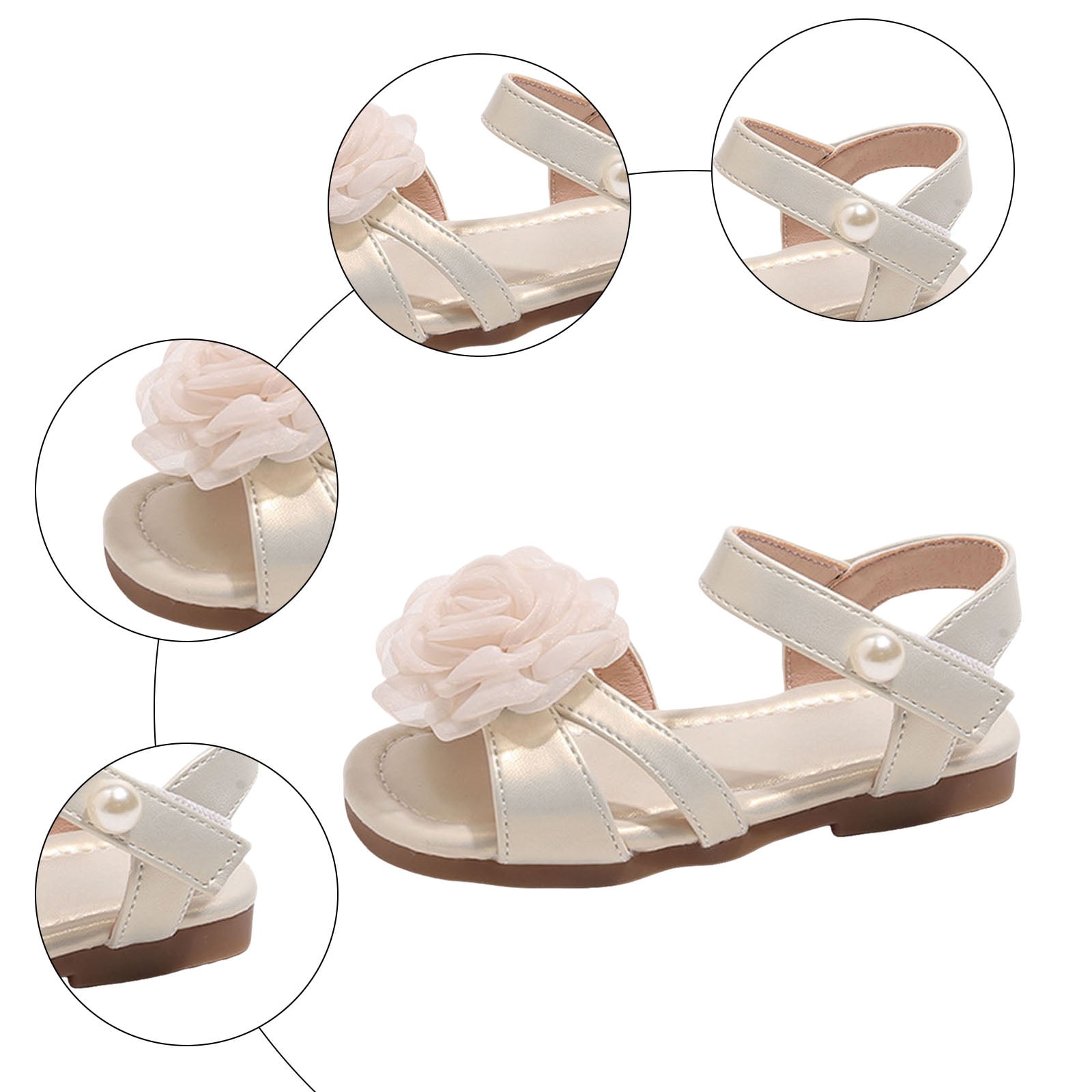 enyan Toddler Sandals Toddler Baby Girls Bow Open Toe Sandals Soft Sole Princess Shoes Sandals Summer Sandals Little Girls Sandals,Beige,Size 12.5