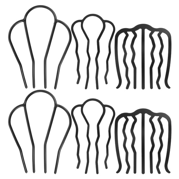 6 peines laterales de metal para el cabello, horquillas, horquillas, moños, peines en forma de U para peinados vintage, accesorios para cabello fino combinado