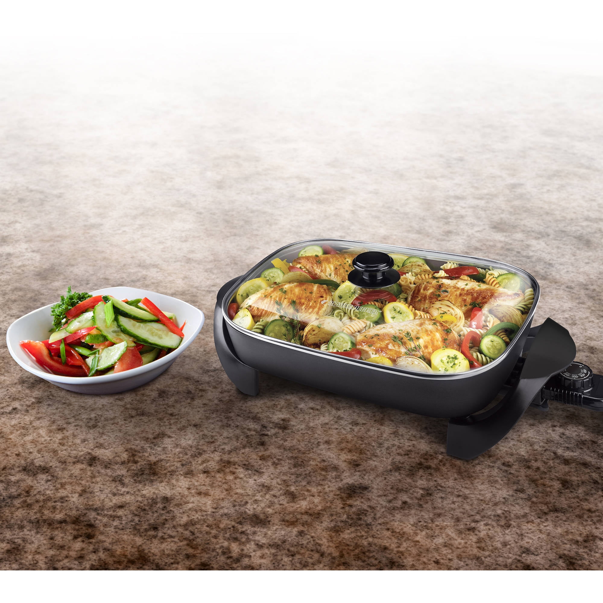 BLACK+DECKER 180 sq. in. Black Electric Skillet with See-Through