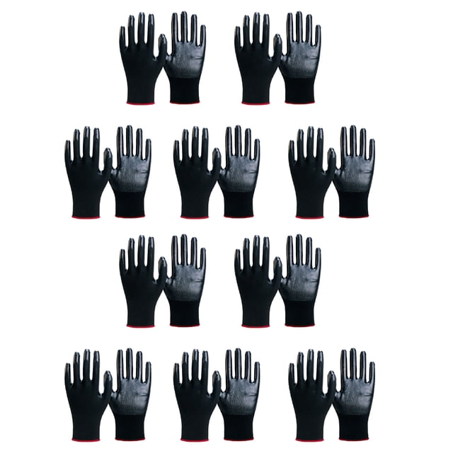 10 pares de guantes de trabajo de seguridad, guantes de jardinería, guantes protectores transpirables de goma MFZFUKR CPB-US-DYP655-2