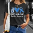 thumbnail image 4 of Peace Love Cure Type 1 Diabetes Awareness T1d Ribbon Blue TShirt, 4 of 6