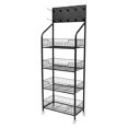 thumbnail image 5 of SHZICMY 4-Tier Mobile Retail Display Rack Snack Storage Organizer Basket Stand Cart+Hook, 5 of 23